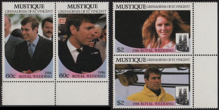 Mustique 1986 Royal Wedding Stamps Mustique 1986 Royal Wedding Stamps